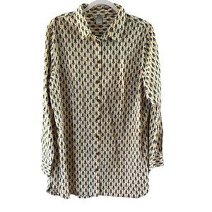 Duluth Trading Co Women's Button-Up Tunic - Navy and Cream (Cal Berkeley colors)